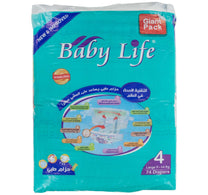 Baby Life Diapers Size 4 Large 7-14 kg Giant Pack 74 pcs