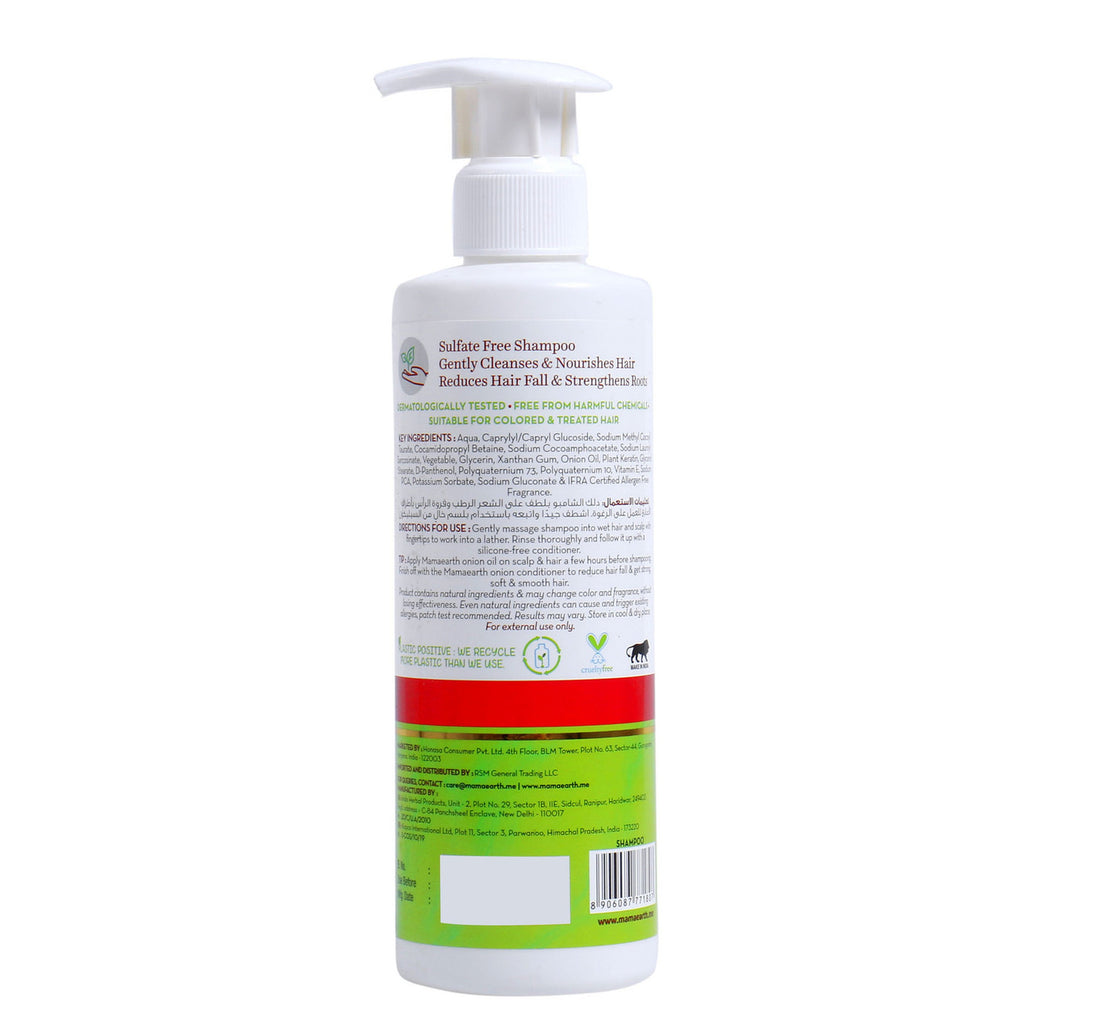 Mamaearth Onion Shampoo for Hair Growth and Hair Fall Control with Onion Oil and Plant Keratin 250 ml