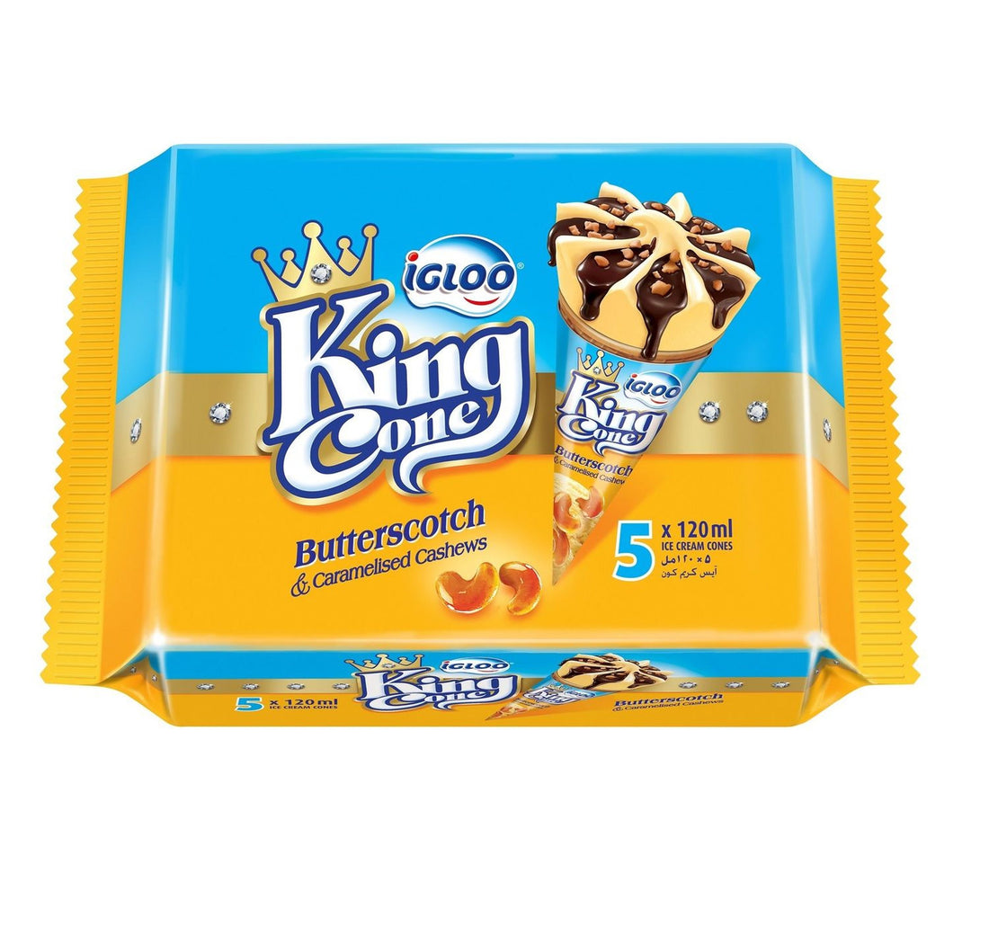 Igloo King Cone Butter Scotch Ice Cream 5 x 120 ml
