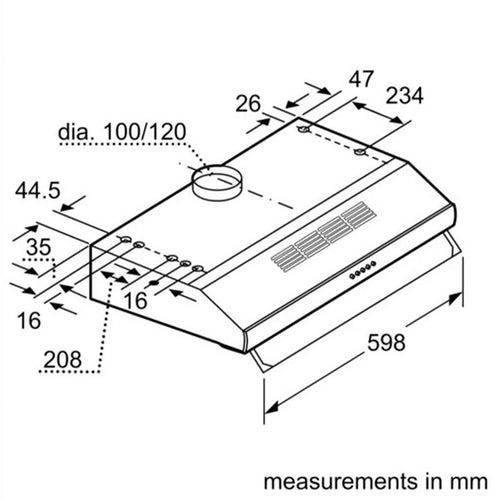 Bosch Under Cabinet Cooker Hood DHU665CGB 60x50