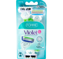 شفرة حلاقة فوم فيوليت 6 شفرات للعناية بالجسم للنساء - 3 قطع