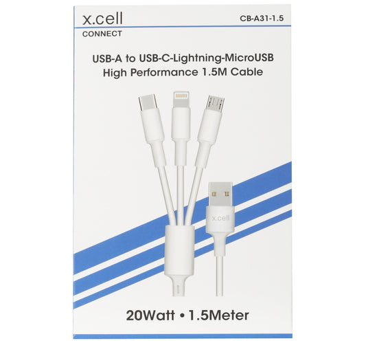 X.Cell 3 In 1 USB Cable CB-A31-1.5 White