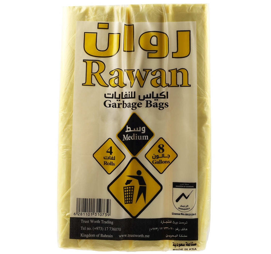 Rawan Garbage Bags Medium 8 Gallons 4 Rolls