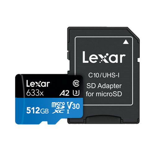 بطاقة Lexar Micro SD مع قارئ 633A سعة 512 جيجابايت