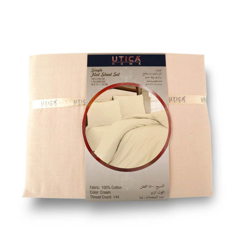 Utica Home Flat Sheet Single 2pc 160x240cm Cream Color