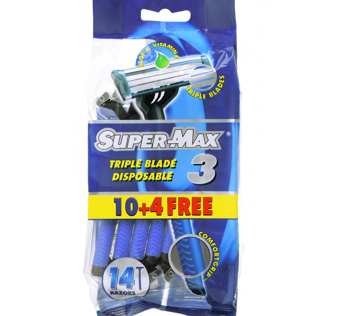 شفرات سوبر ماكس للرجال ثلاثية الاستخدام، 14 قطعة