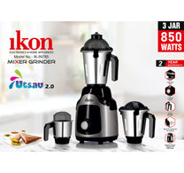 Ikon Mixer Grinder with 3 Jars, 850W, Grey/Black, IK-IN785