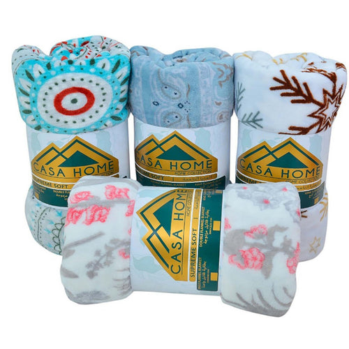Casa Home Flannel Blanket 150x200cm Assorted Colors & Designs Per pc