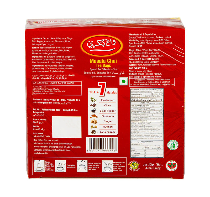 Wagh Bakri Masala Chai Teabags 100pcs