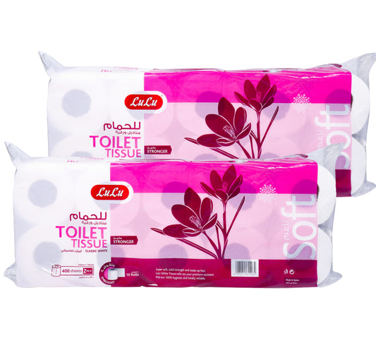 LuLu Toilet Tissue Embossed 2ply 400 Sheets 2 x 10 Rolls