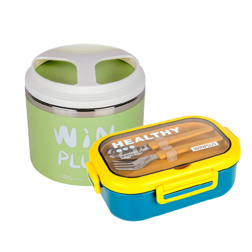 Win Plus Stainless Steel Lunch Box 6734 1Ltr Assorted Per Pc