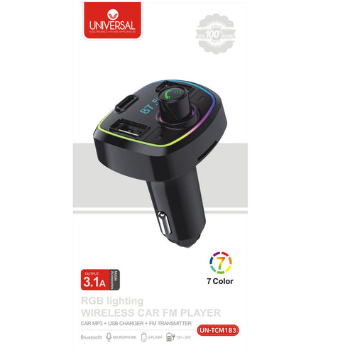 Universal RGB Lighting Wireless Car FM Player UN-TCM183