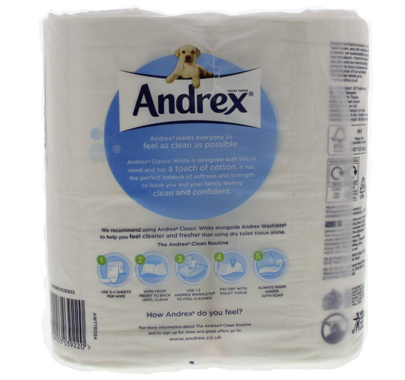 Andrex Andrex Classic Clean Tissue Roll 4 pcs – Shefs