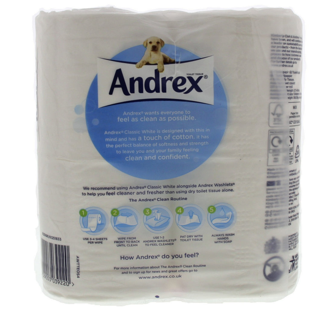 Andrex Classic Clean Tissue Roll 4 pcs