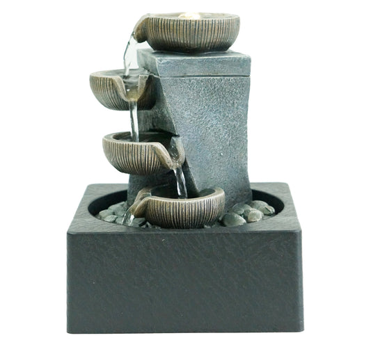 Maple Leaf Polyresin Table Top Indoor Outdoor Water Fountain