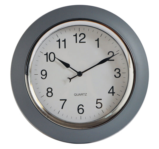 Maple Leaf Home Plastic Wall Clock, Grey, 24.2 cm, BP-R1002G