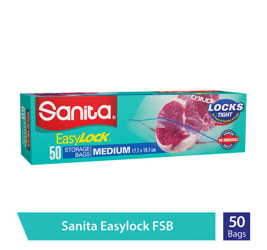 Sanita Easy Zip Lock Food Storage Medium Size 17.7 x 19.7cm 50pcs