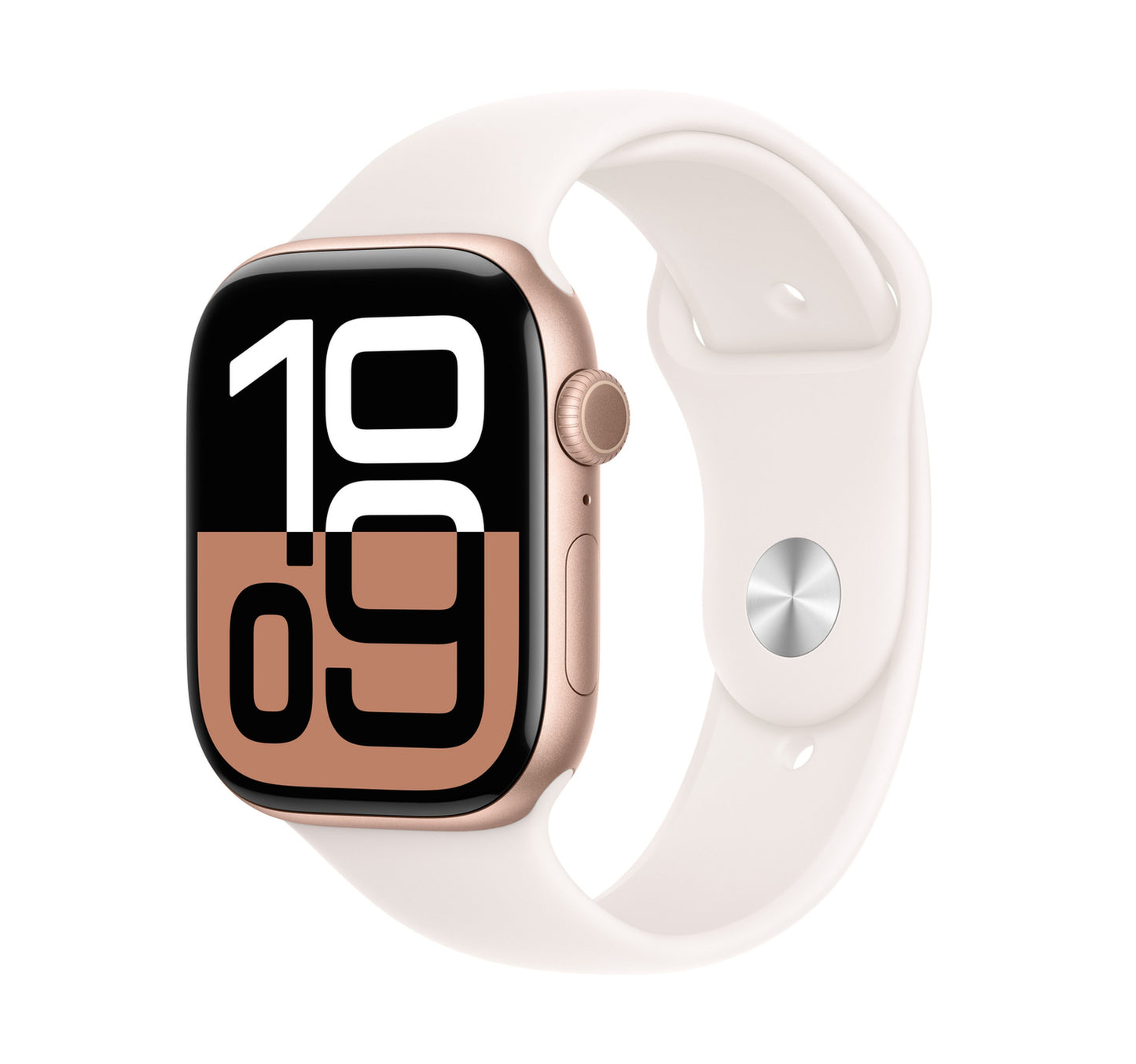 Apple Watch Series 10 GPS Smartwatch, 46 mm LTPO3 OLED Display, Rose Gold Aluminium Case with Light Blush Sport Band(S/M), MWWT3QA/A