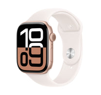 Apple Watch Series 10 GPS Smartwatch, 46 mm LTPO3 OLED Display, Rose Gold Aluminium Case with Light Blush Sport Band(S/M), MWWT3QA/A