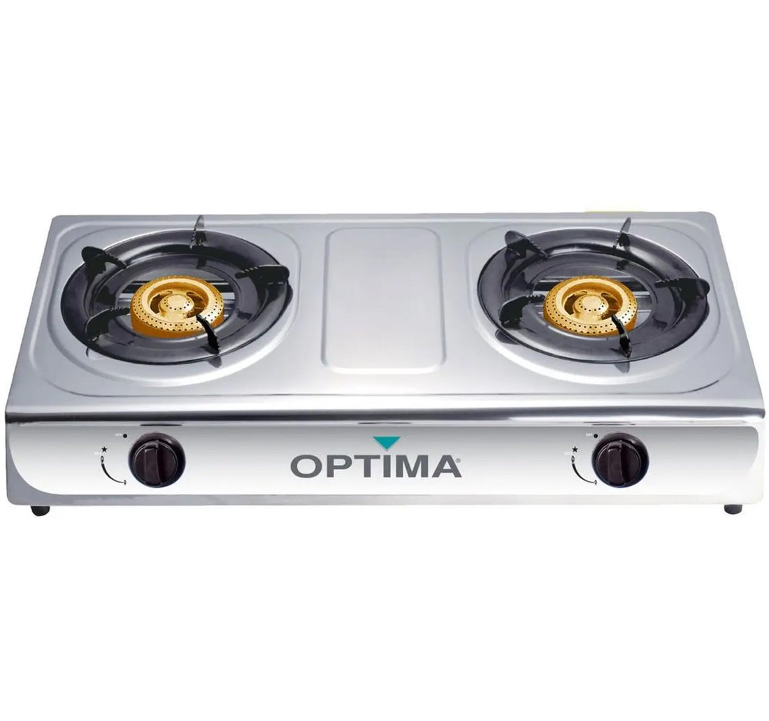 Optima 2 Burner Stainless Steel Table Top Gas Stove, GB220E