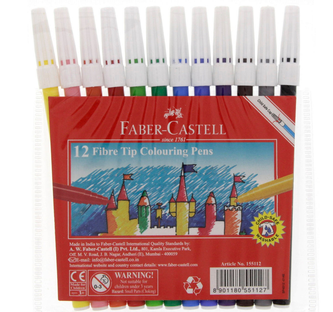 أقلام تلوين بطرف فايبر من فابر كاستل، 12 قطعة