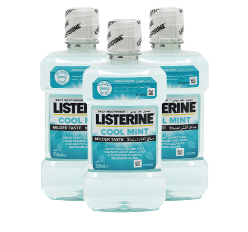 Listerine Zero Alcohol Cool Mint Mouthwash 250 ml 2 + 1