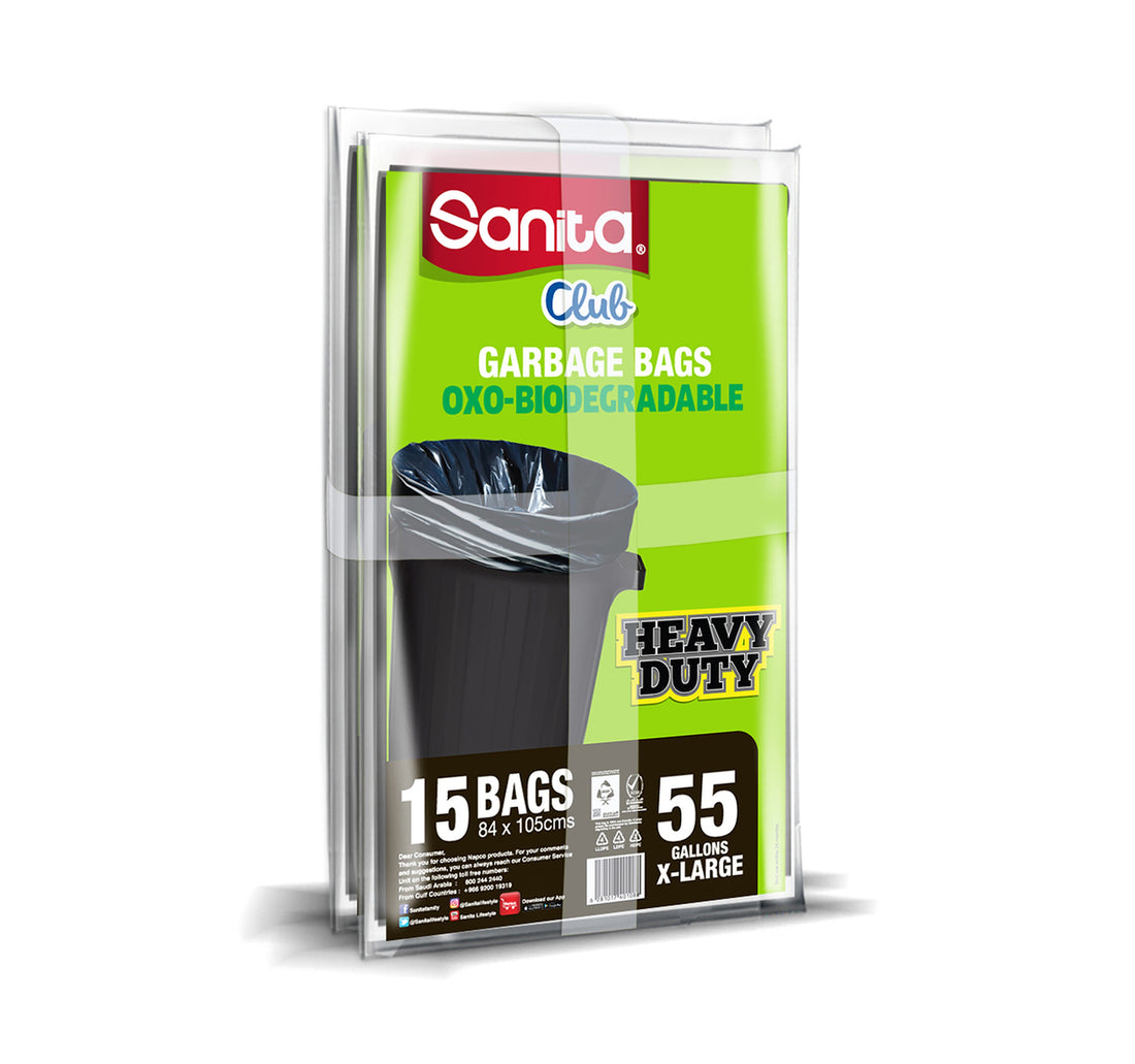 Sanita Club Garbage Bag Heavy Duty X- Large 55 Gallon Size 84 x 105cms 2 x 15 pcs