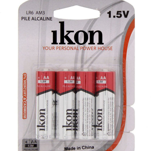 Ikon Alkaline AA Battery IKLR6BP4, pack of 4