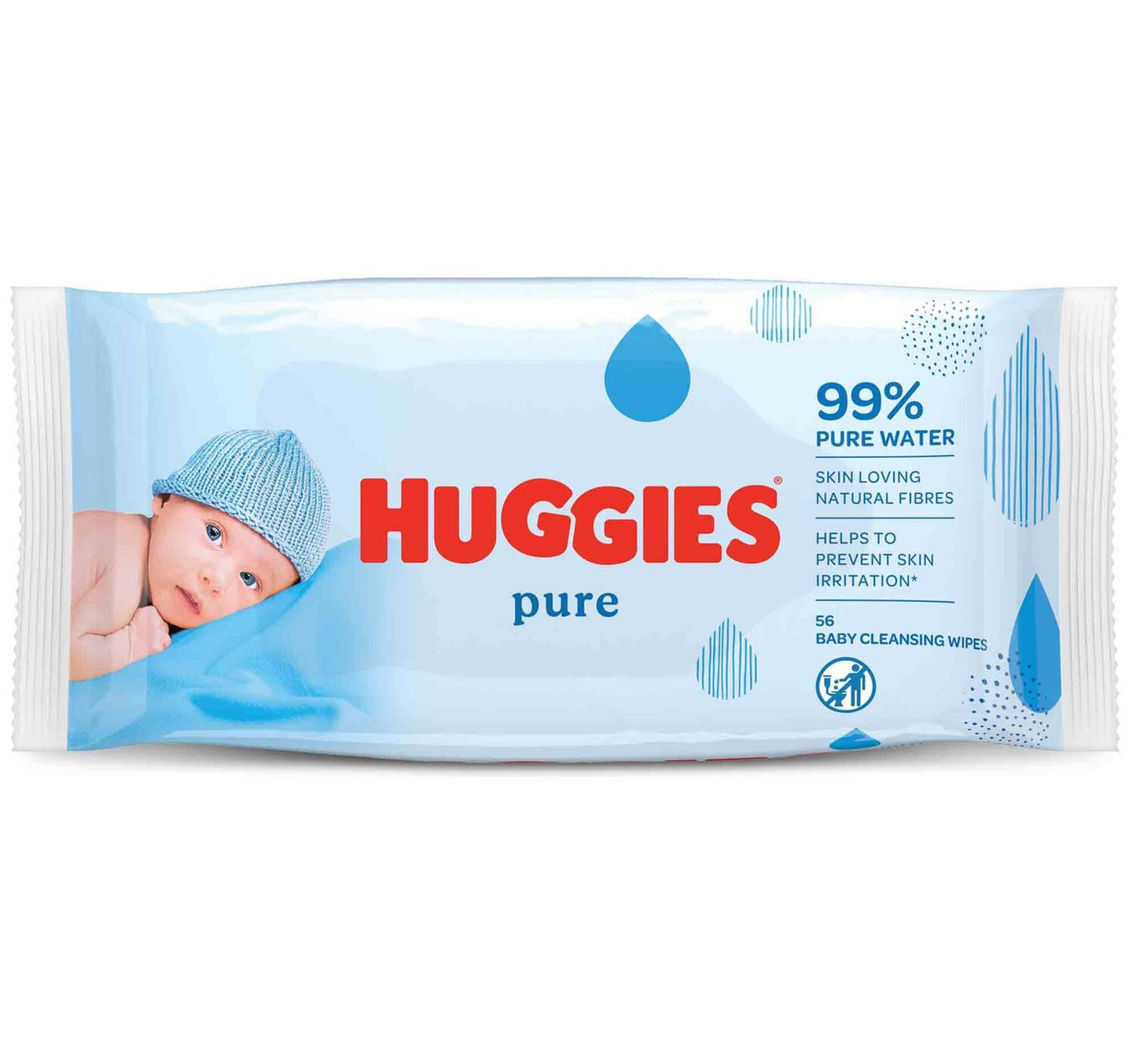 Huggies Pure Baby Wipes 99% Pure Water Wipes 56 pcs
