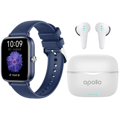X.Cell Apollo W5 Smartwatch, 1.85 inches, Blue + X.Cell Apollo A7 True Wireless Earbuds, White