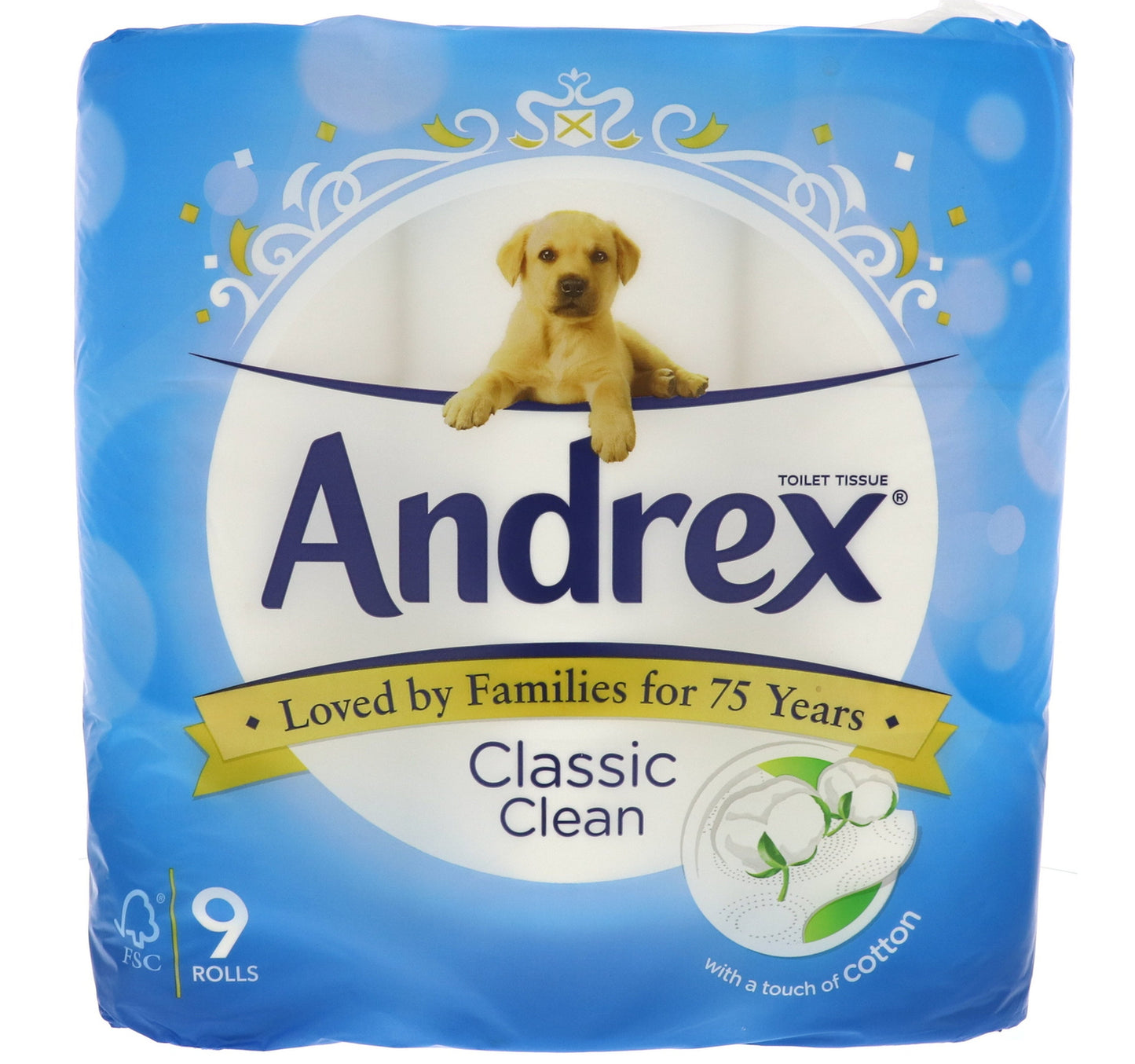 Andrex Toilet Tissue Classic Clean 9 pcs