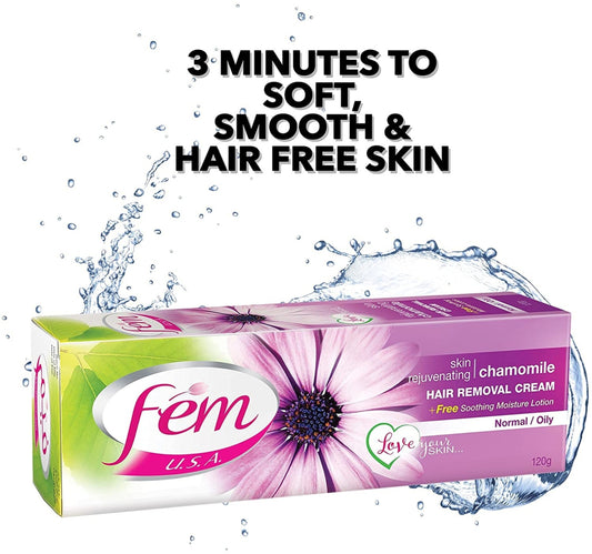 Fem USA Hair Removal Cream with Rejuvenating Chamomile For Rejuvenating Skin 120 g