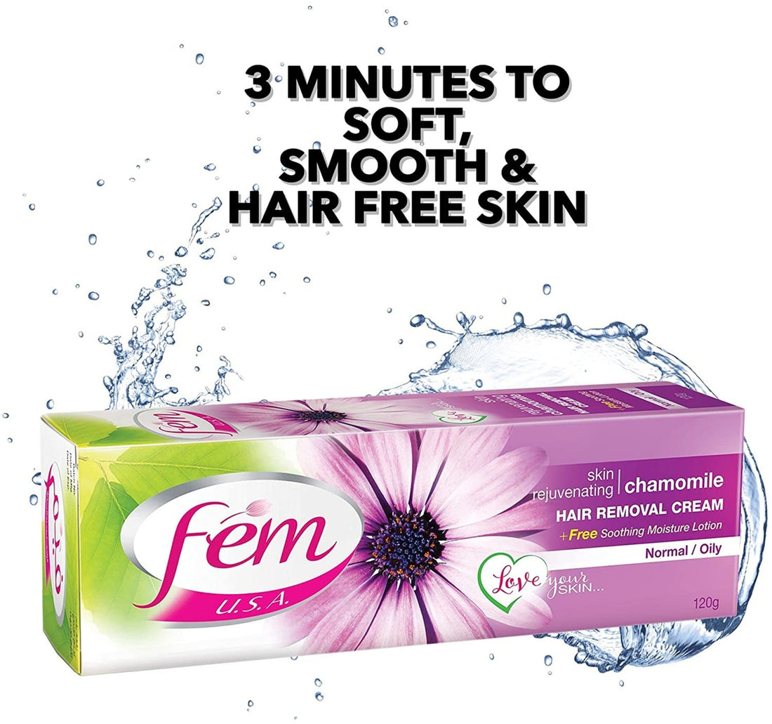 Fem USA Hair Removal Cream with Rejuvenating Chamomile For Rejuvenating Skin 120 g