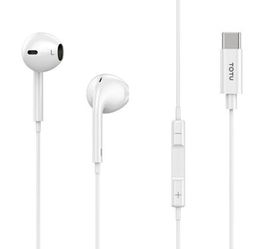 Totu Type C Earphone, White, EAUA021
