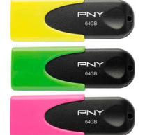 PNY USB Sticks NEO Edition Yellow,Green,Pink 64 GB 3 pieces