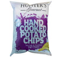 رقائق البطاطس المطبوخة يدويًا من هانترز مع ملح البحر والفلفل الأسود المطحون 125 جم