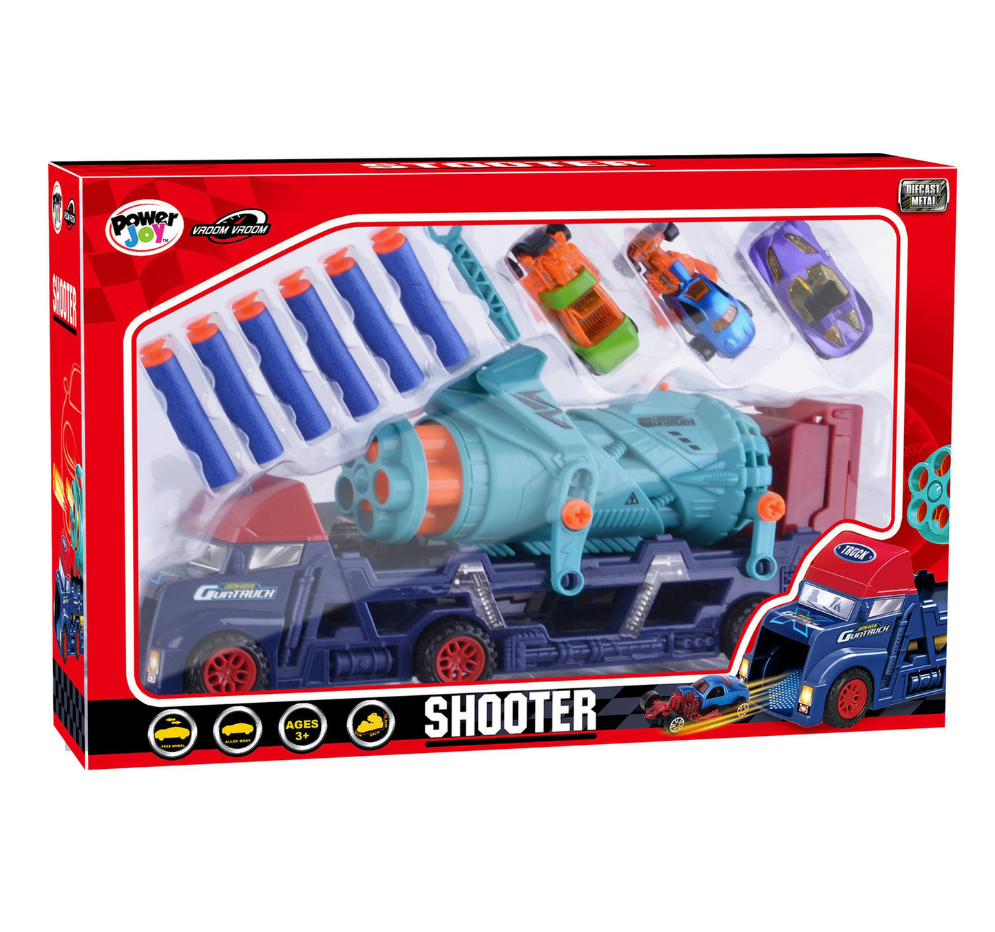 Power Joy Vroom Diecast Shooter 3Pc K177A