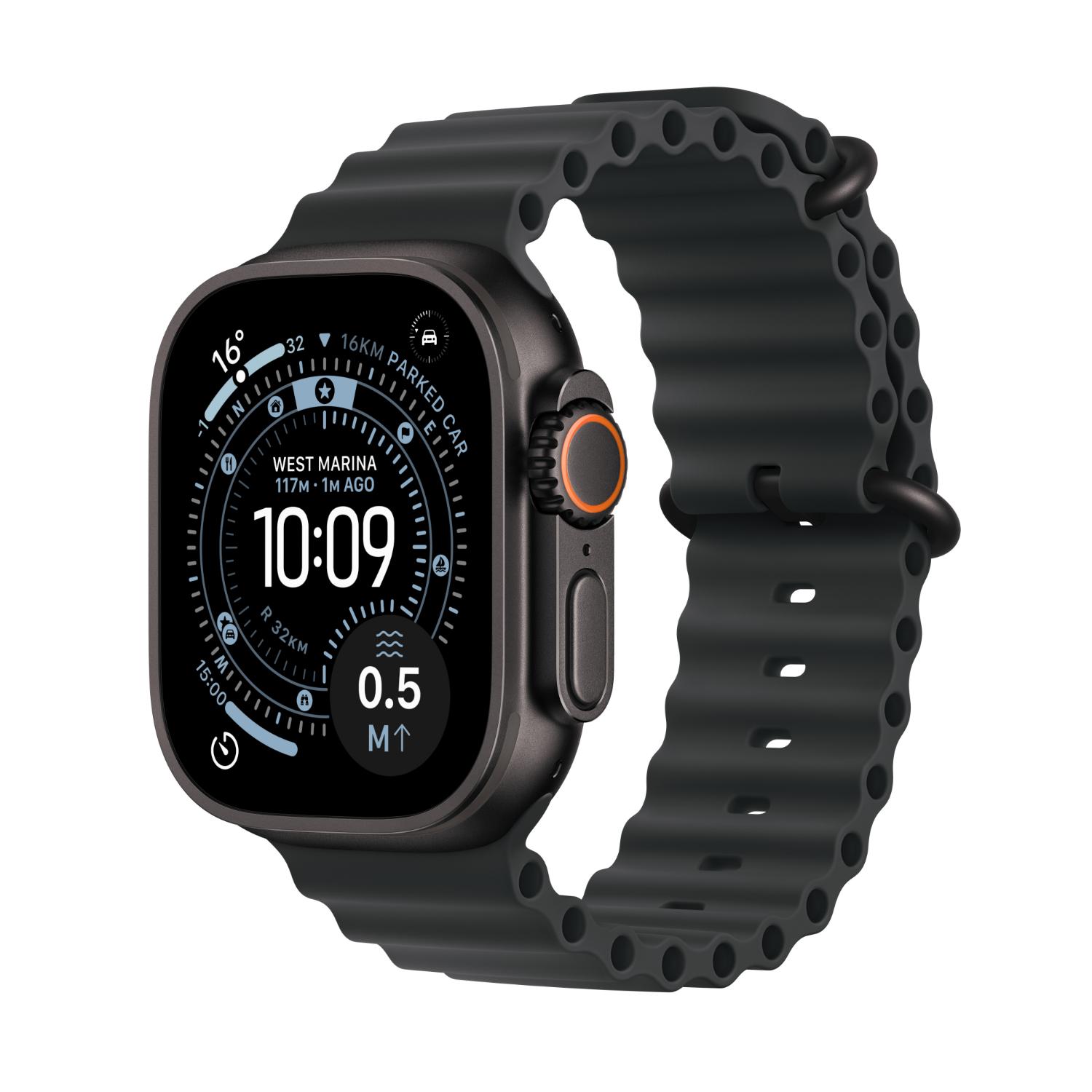 Apple Watch Ultra 3 GPS + Cellular Smartwatch, 49 mm Black Titanium Case with Black Ocean Band, MF0J4AF/A